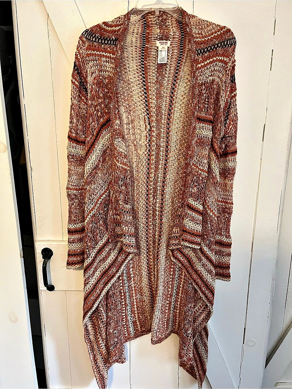 Mossimo Brown & Cream Patterned Cardigan Size Medium Like New